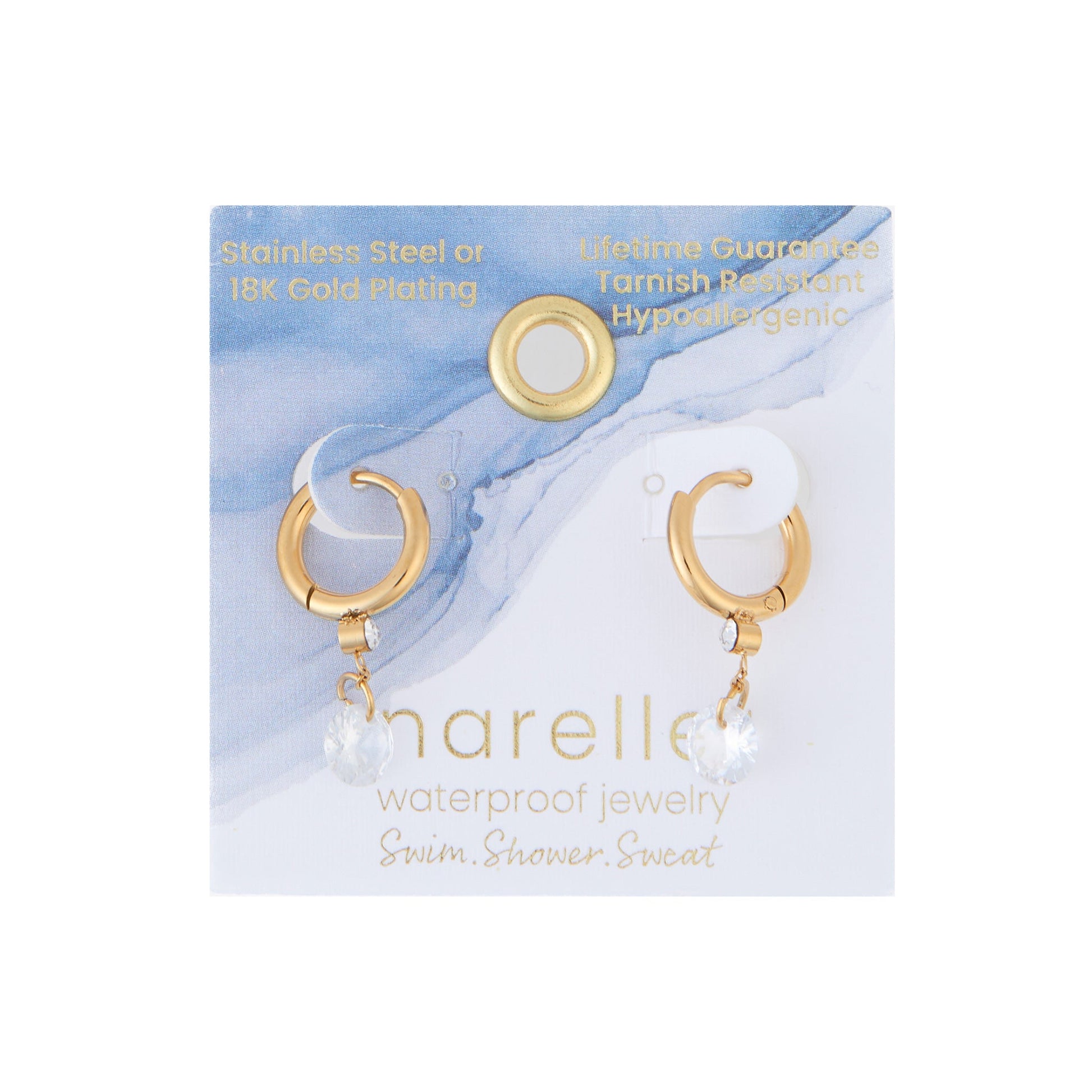 Narelle Waterproof Drop Huggie Hoop Earrings