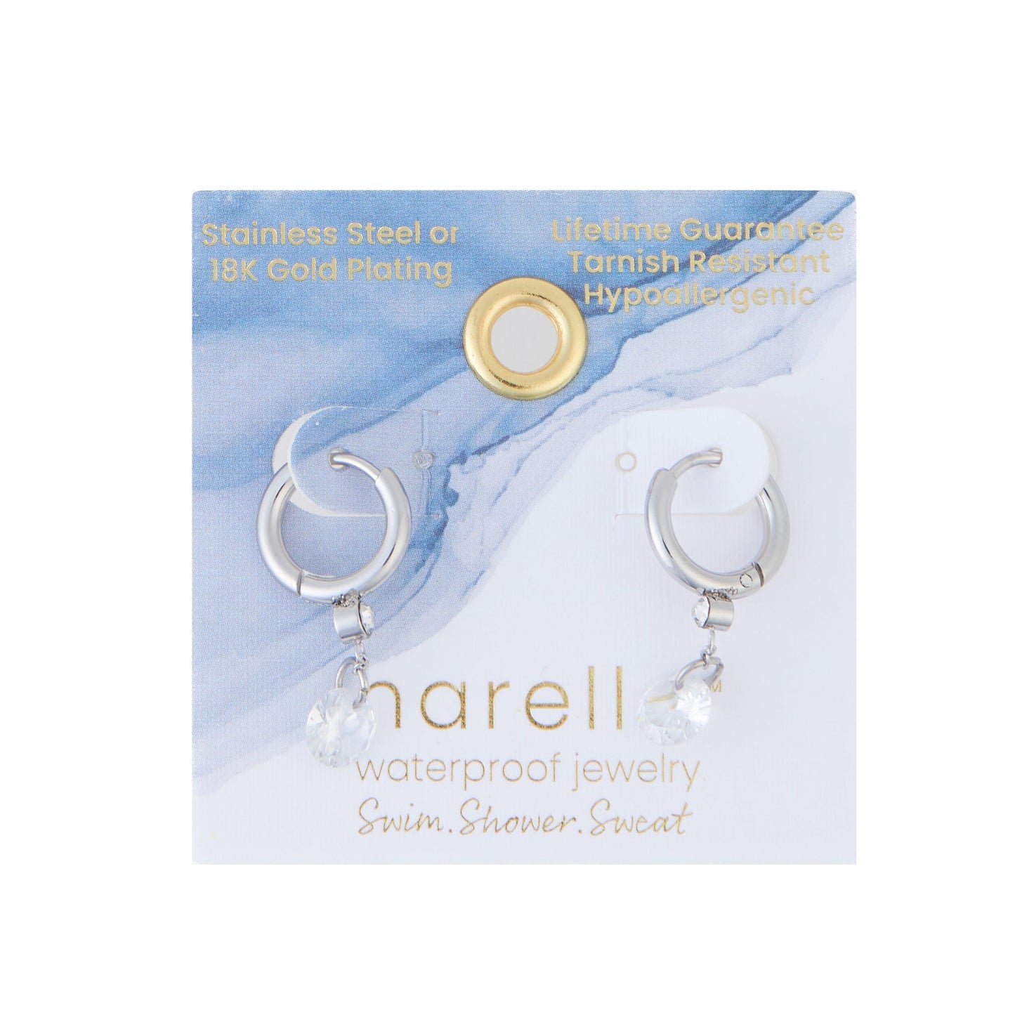 Narelle Waterproof Drop Huggie Hoop Earrings
