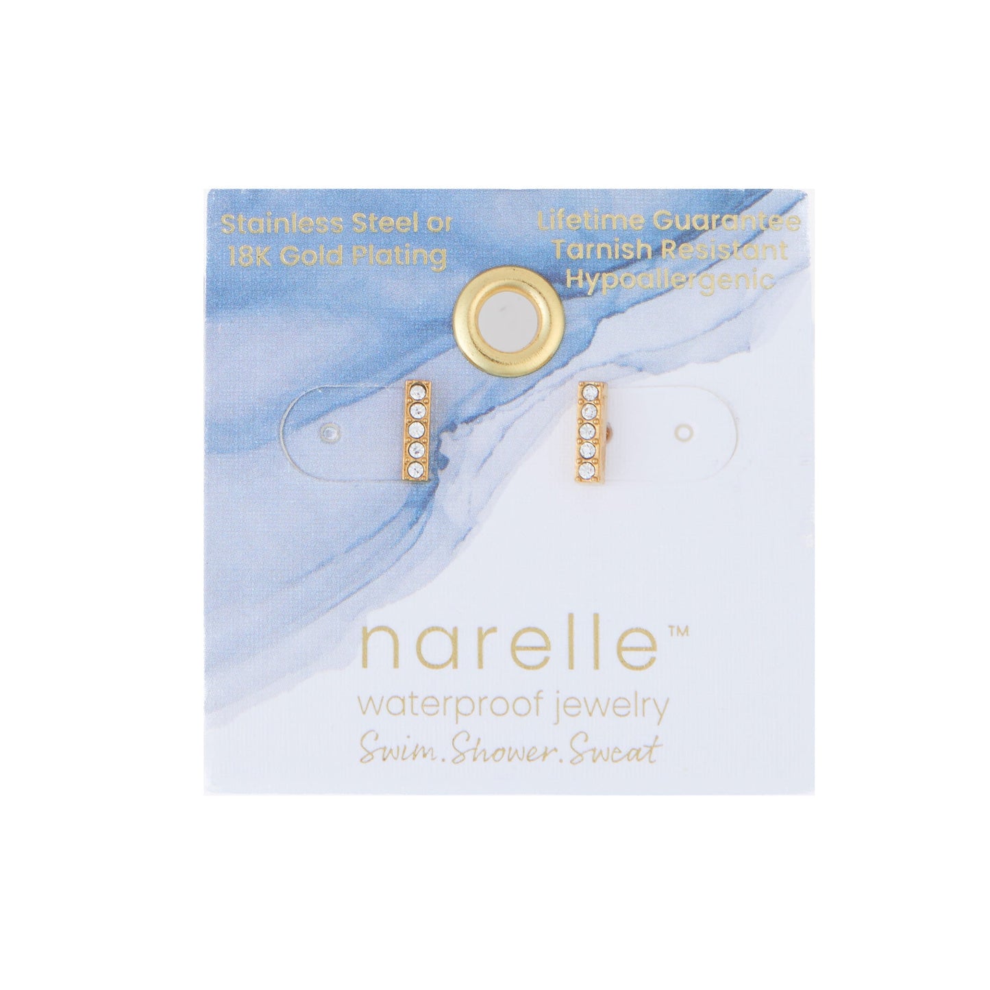 Narelle Waterproof Gem Bar Stud Earrings