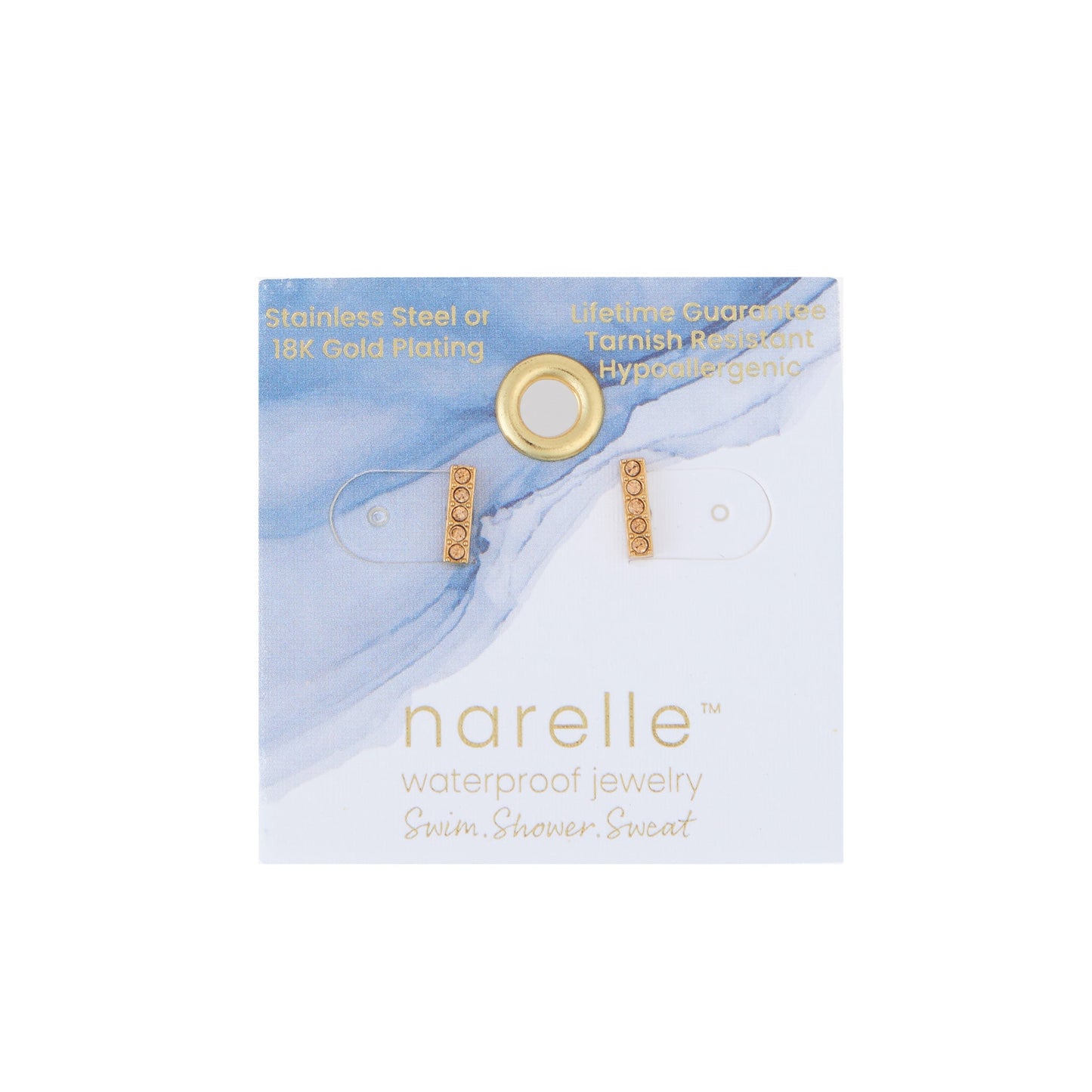 Narelle Waterproof Gem Bar Stud Earrings
