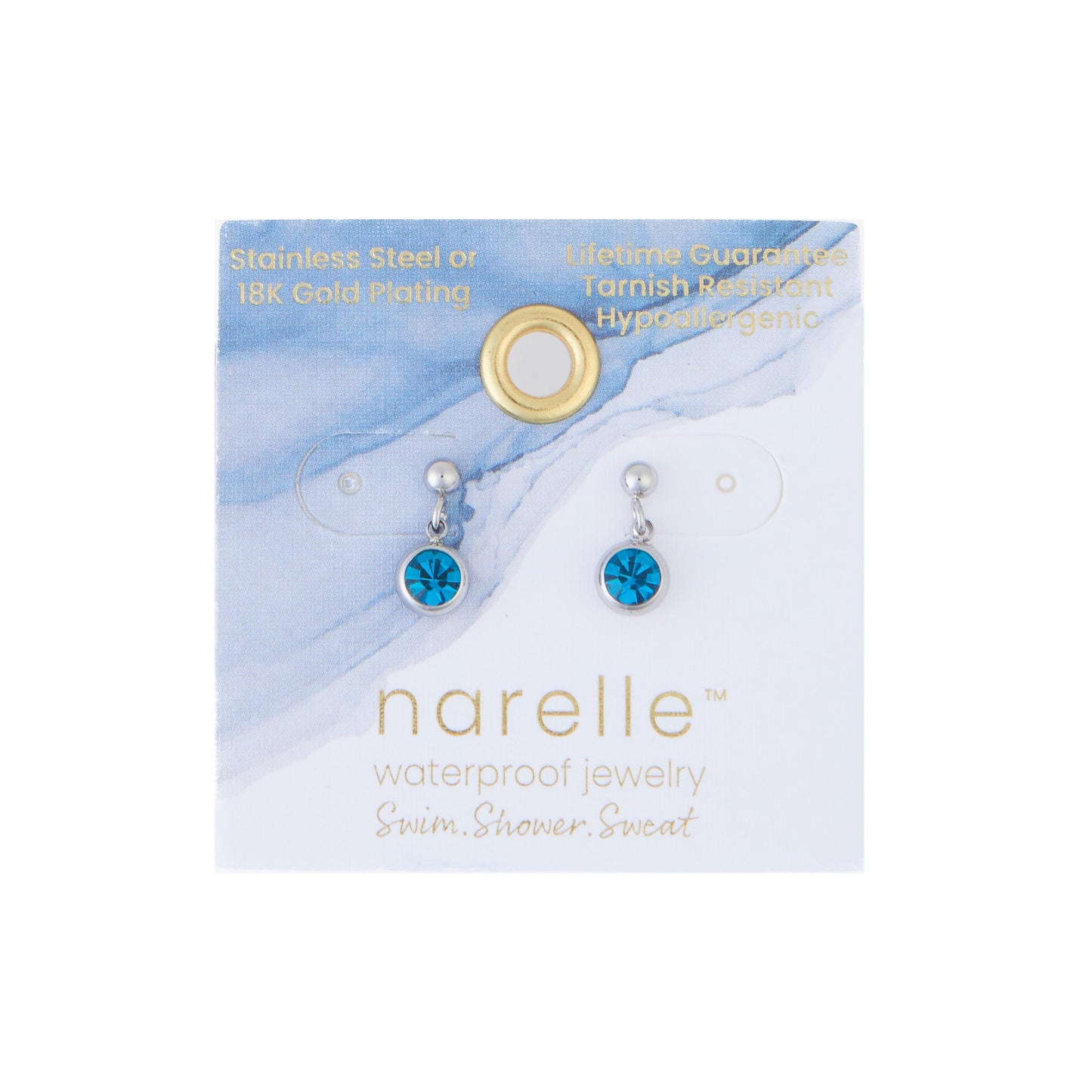 Narelle Waterproof Gem Dangle Stud Earrings