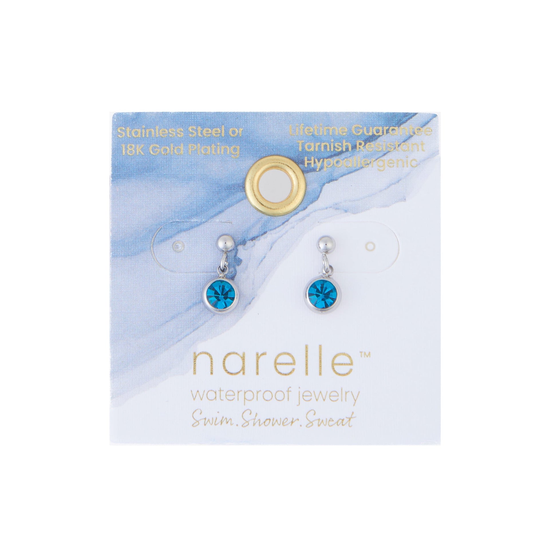 Narelle Waterproof Gem Dangle Stud Earrings
