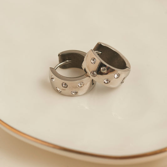 Narelle Waterproof Cubic Zirconia Inlay Huggie Hoop Earrings