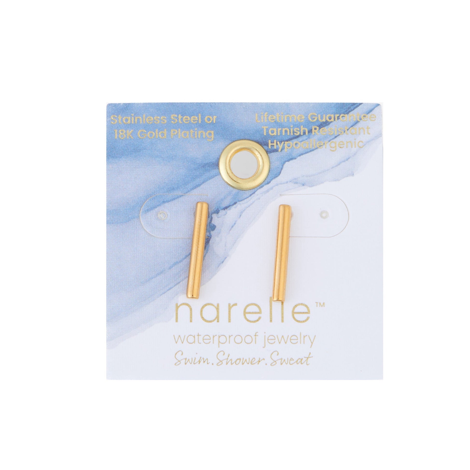 Narelle Waterproof Round Bar Stud Earrings