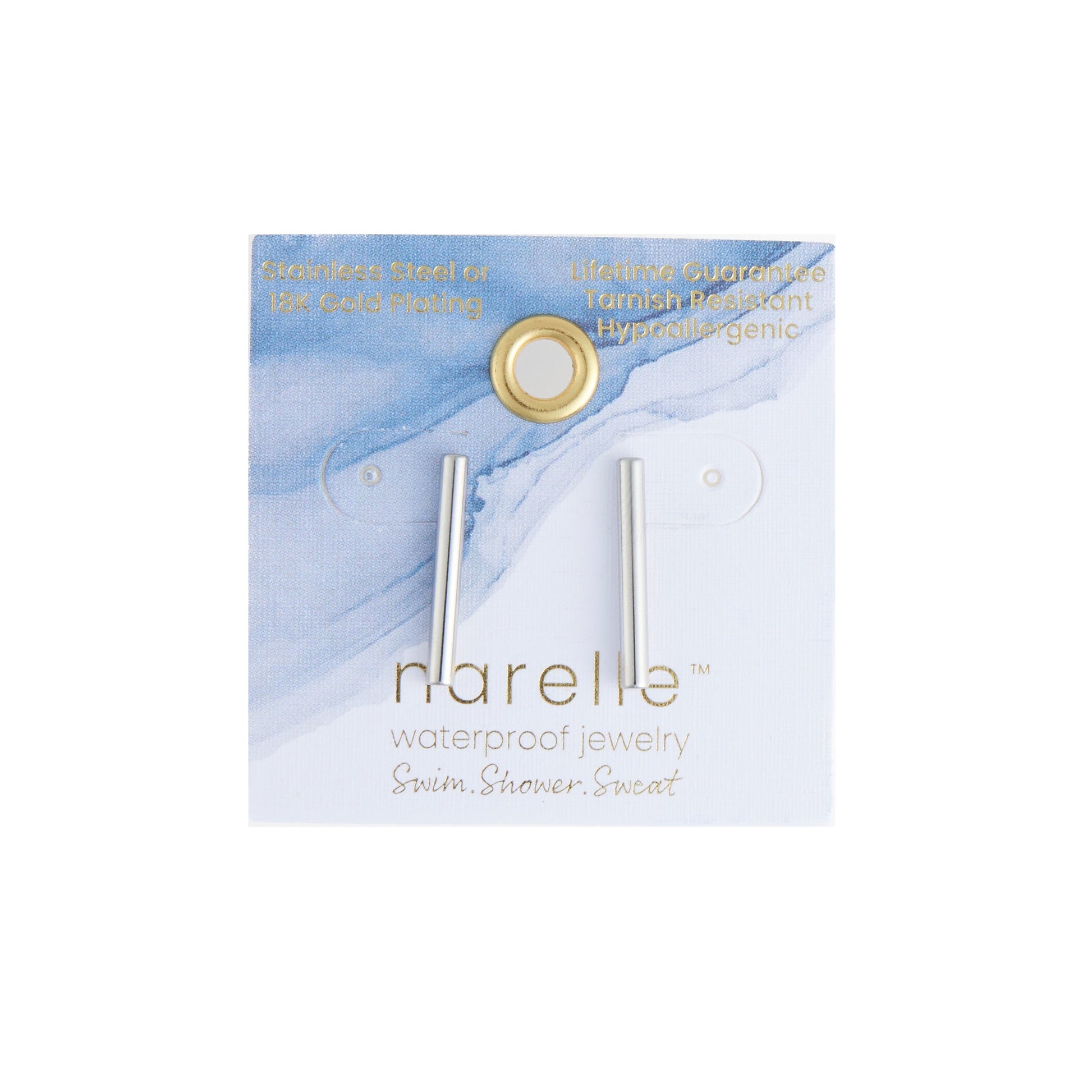 Narelle Waterproof Round Bar Stud Earrings