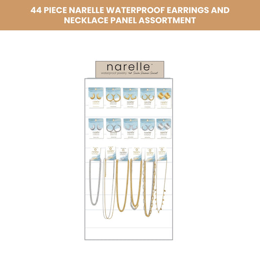 44 Piece Narelle Waterproof Earrings and Necklace Panel Assortment