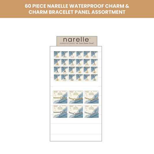 60 Piece Narelle Waterproof Charm & Charm Bracelet Panel Assortment