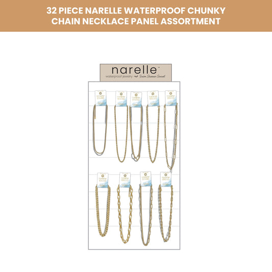 32 Piece Narelle Waterproof Chunky Chain Necklace Panel Assortment