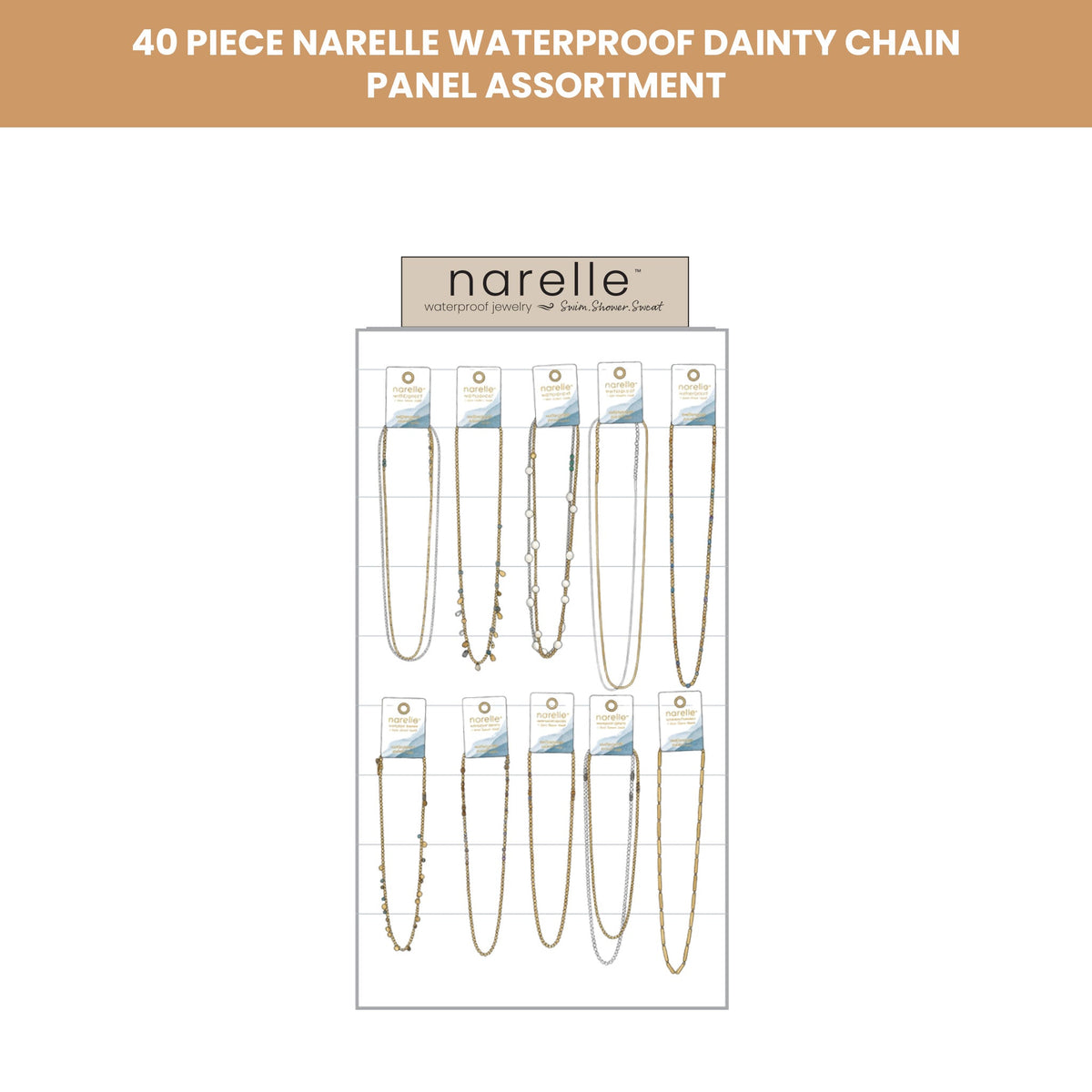 40 Piece Narelle Waterproof Dainty Chain Panel Assortment