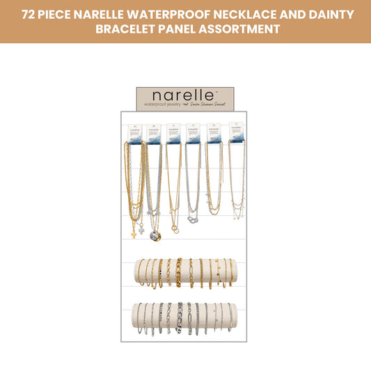 72 Piece Narelle Waterproof Necklace and Dainty Bracelet Panel Assortment
