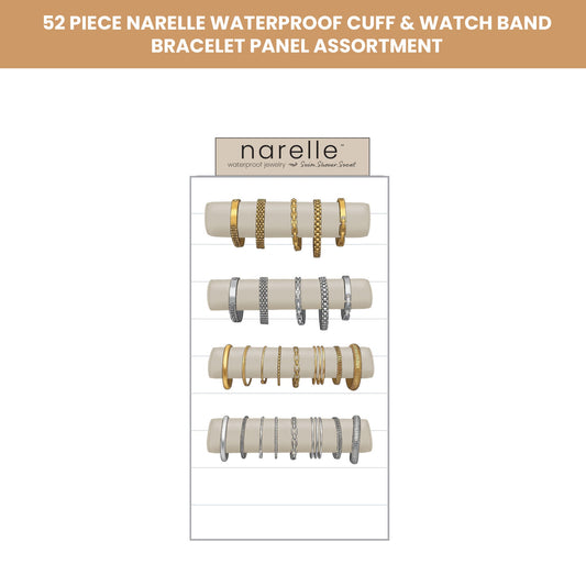 52 Piece Narelle Waterproof Cuff & Watch Band Bracelet Panel Assortment