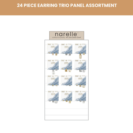 24 Piece Narelle Waterproof Earring Trio Panel Assortment