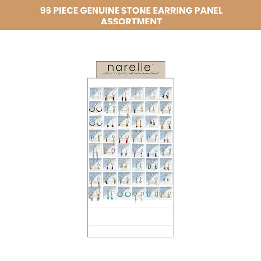 96 Piece Narelle Waterproof Genuine Stone Earring Panel Assortment