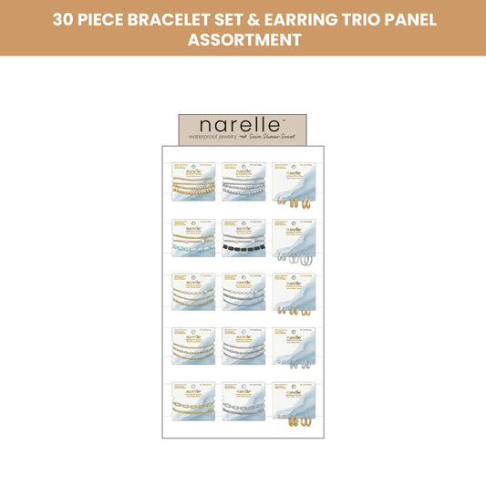 30 Piece Narelle Waterproof Bracelet And Earring Trio Panel Assortment