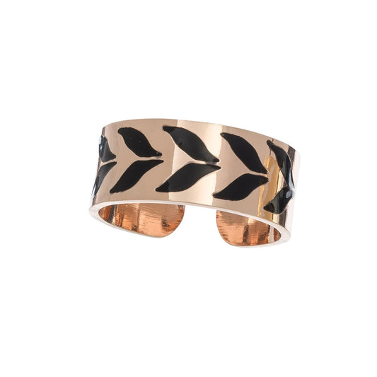 Ss Chevron Black/Rose Gld Ring