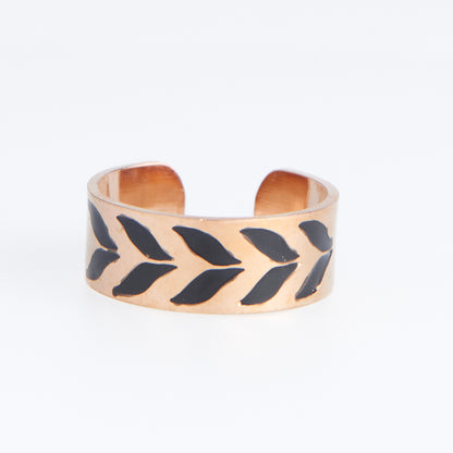 Ss Chevron Black/Rose Gld Ring