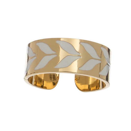 Ss Chevron White/Gold Ring