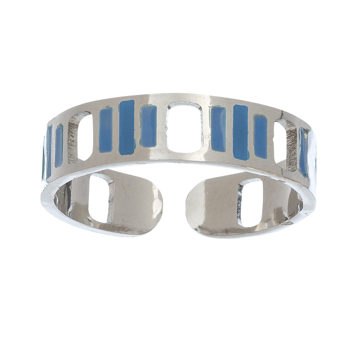 Ss Striped Blue/Steel Ring