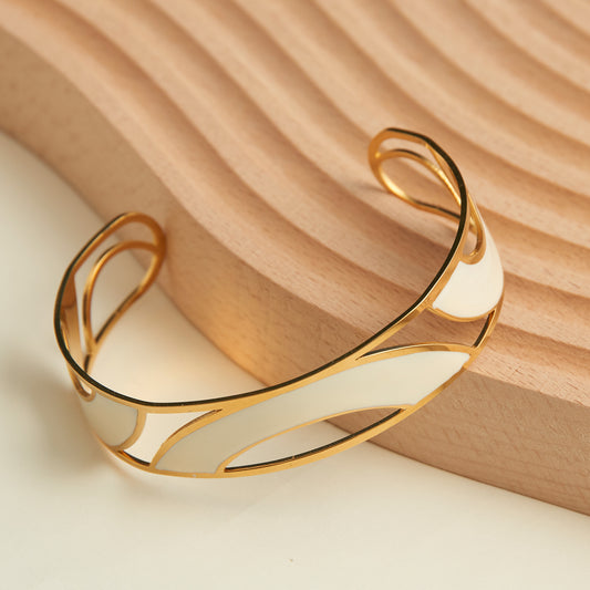 Ss Semi Cir Brace-Gold/White