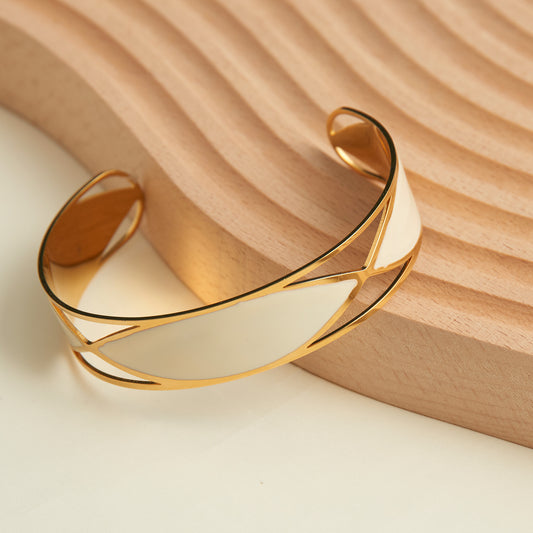 Ss Oval Brace-Gold/White