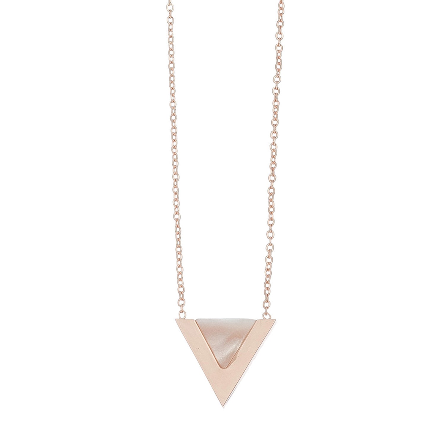 Ss Triangle Shape & Mop Nk-Rose Gld