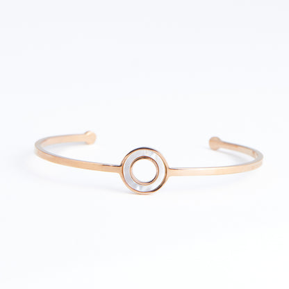 Ss Linked Circle & Mop Br-Rose Gld