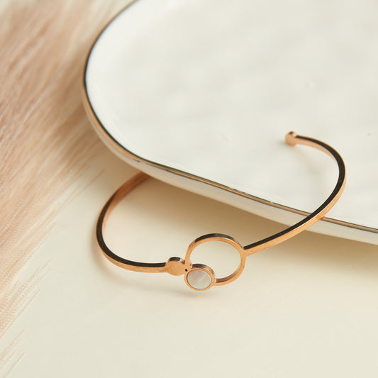 Ss 3 Circles & Mop Br-Rose Gld