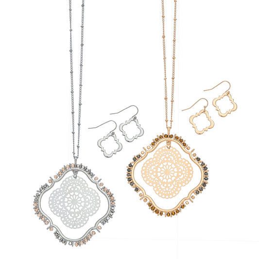 Filigree Pend Ne Set Quatrefoil