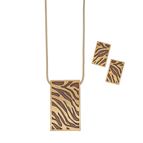 Animal Print Rect Ne Set-Gold