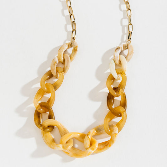 Cream Chunky Curb Chain Collar Necklace