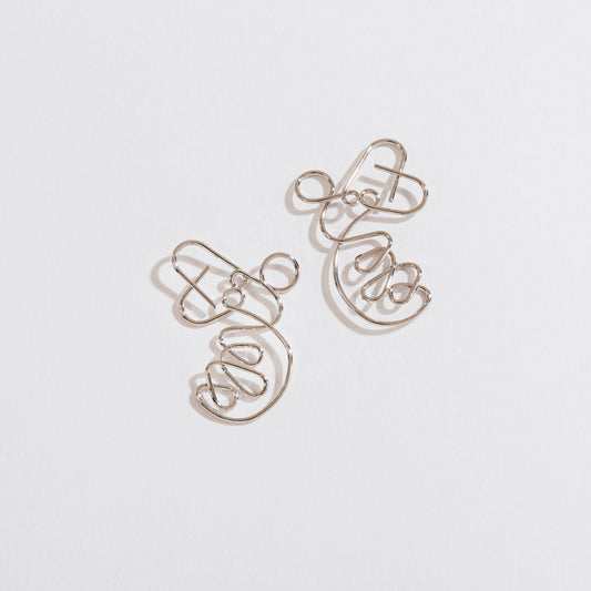 Silver Bee Bent Wire Earrings