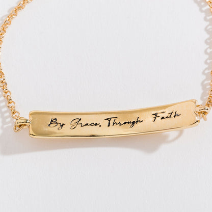 Saved Inspirational Gold Bar Adjustable Bracelet