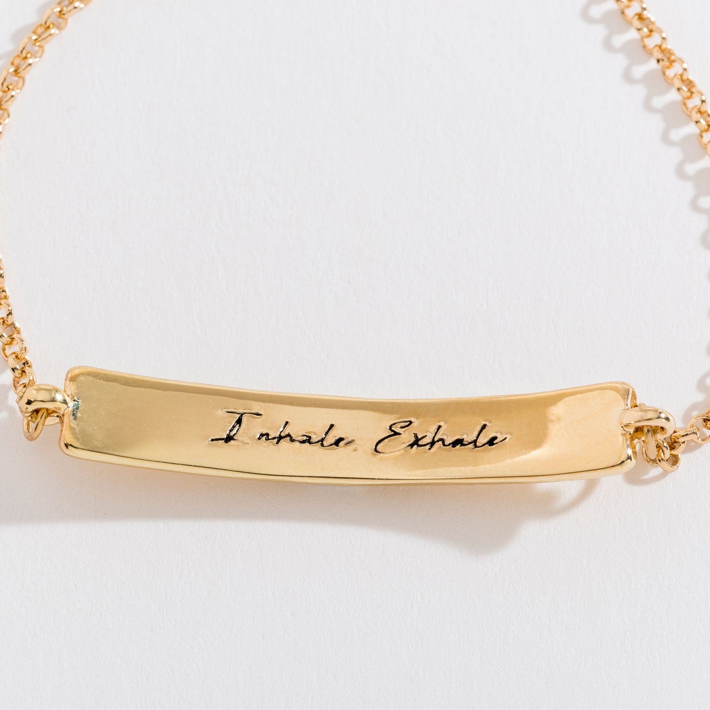 Breathe Inspirational Gold Bar Adjustable Bracelet