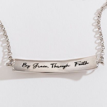 Saved Inspirational Silver Bar Adjustable Bracelet