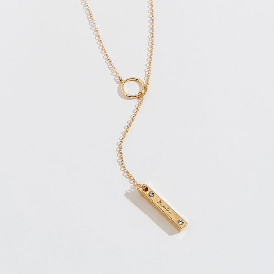 Breathe Inspirational Gold Bar Y Necklace