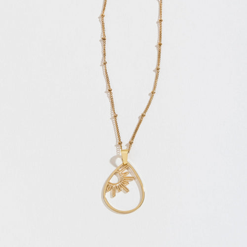 Gold Skys The Limit Sun Teardrop Pendant Necklace