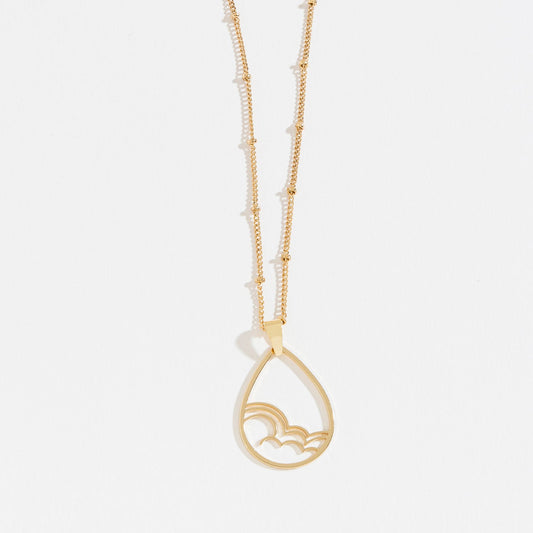 Gold Skys The Limit Cloud Teardrop Pendant Necklace