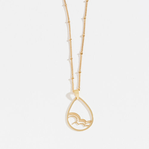 Gold Skys The Limit Cloud Teardrop Pendant Necklace