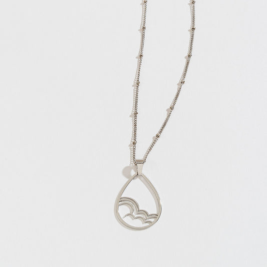 Silver Skys The Limit Cloud Teardrop Pendant Necklace