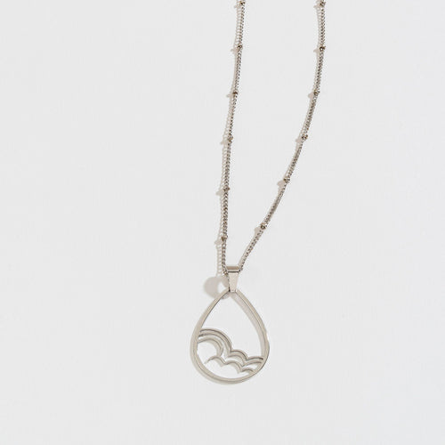 Silver Skys The Limit Cloud Teardrop Pendant Necklace