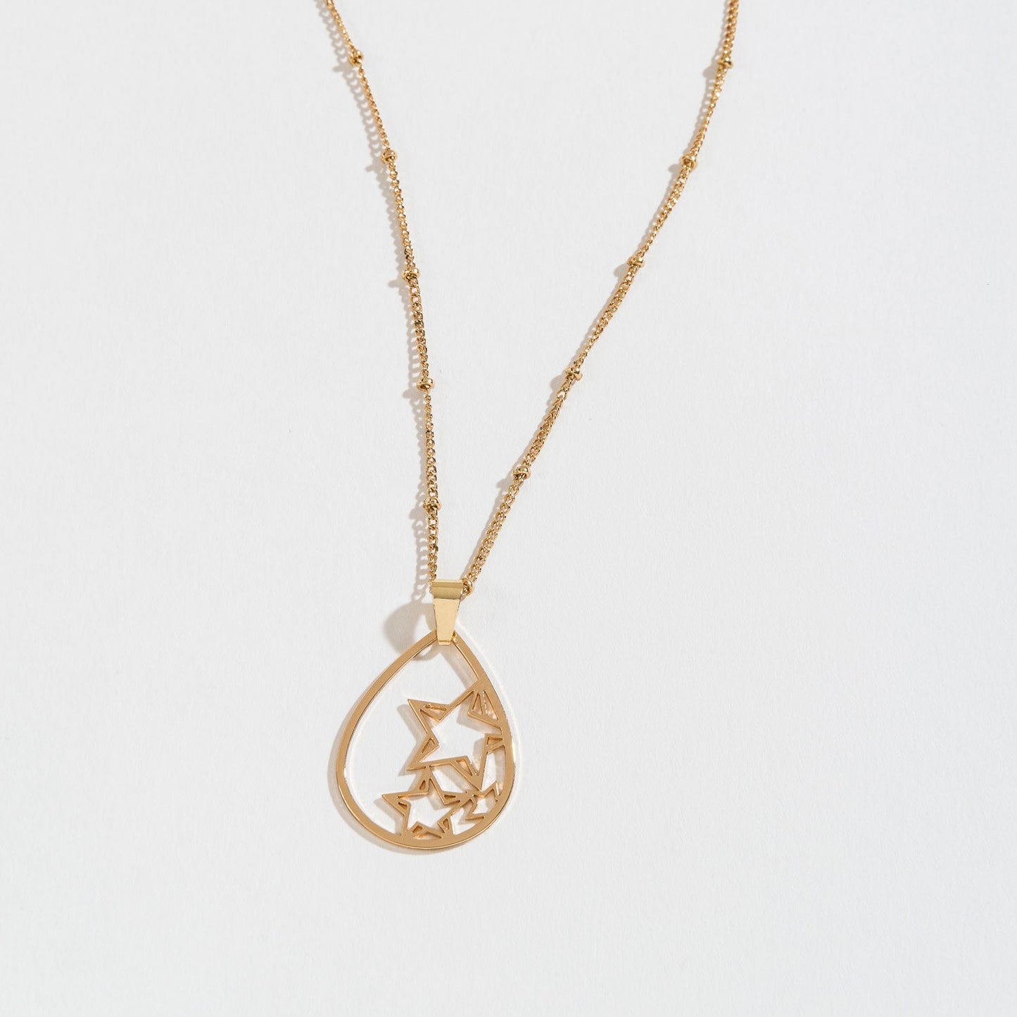 Gold Skys The Limit Star Teardrop Pendant Necklace