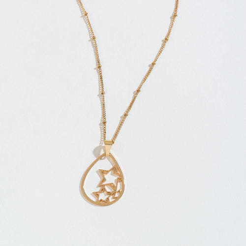 Gold Skys The Limit Star Teardrop Pendant Necklace