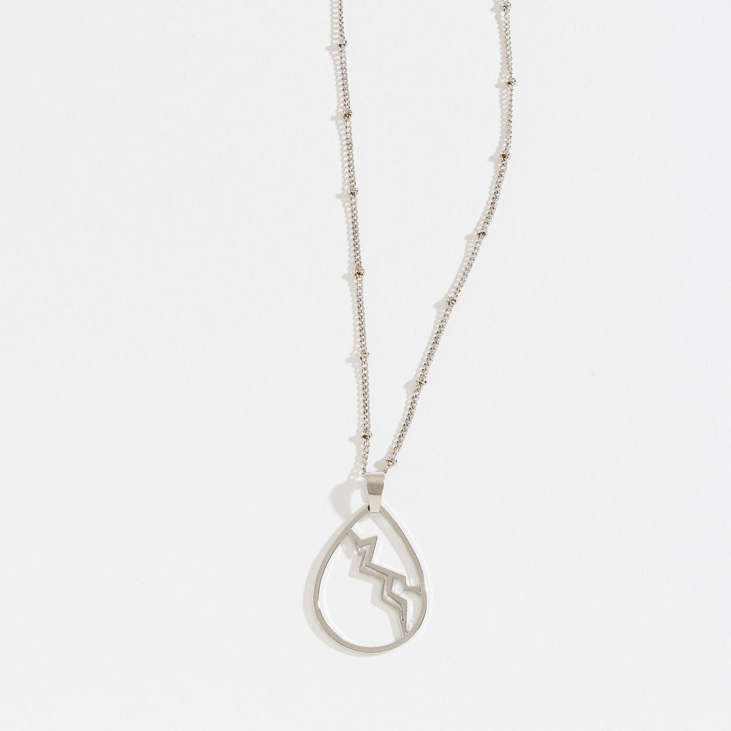 Silver Skys The Limit Lightning Teardrop Pendant Necklace