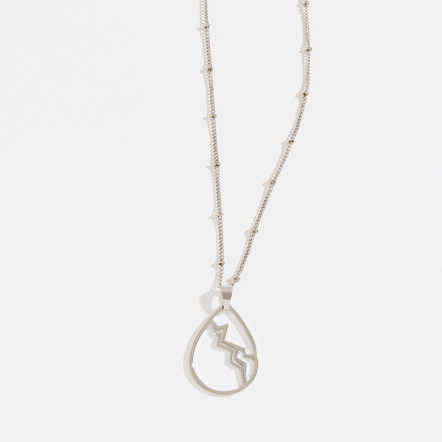 Silver Skys The Limit Lightning Teardrop Pendant Necklace