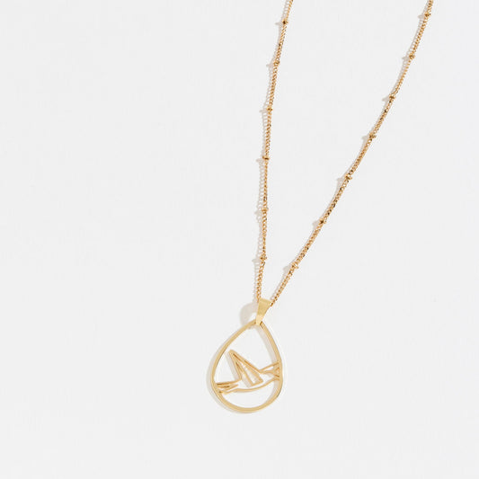 Gold Skys The Limit Bird Teardrop Pendant Necklace