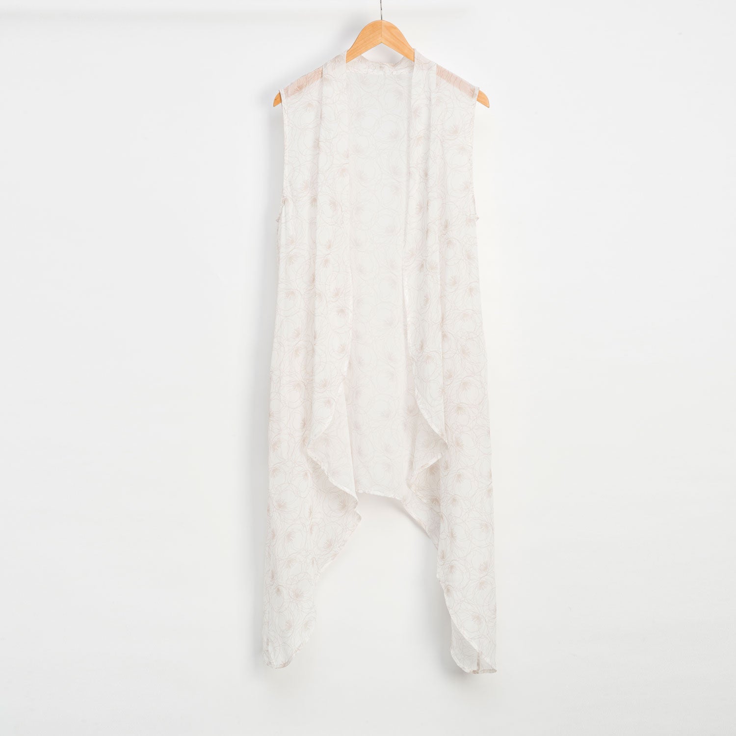 Seedpearl Peony Sleeveless Long Cardigan With Pockets