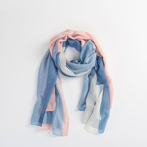 Blue Abstract Stripe Lightweight Scarf