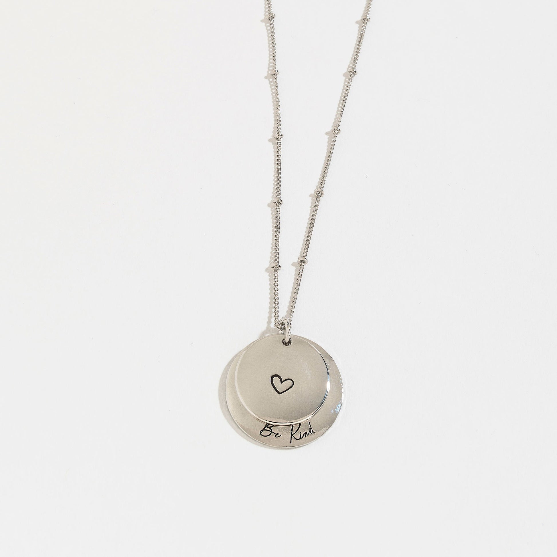 Be Kind Hidden Heart Silver Pendant Necklace