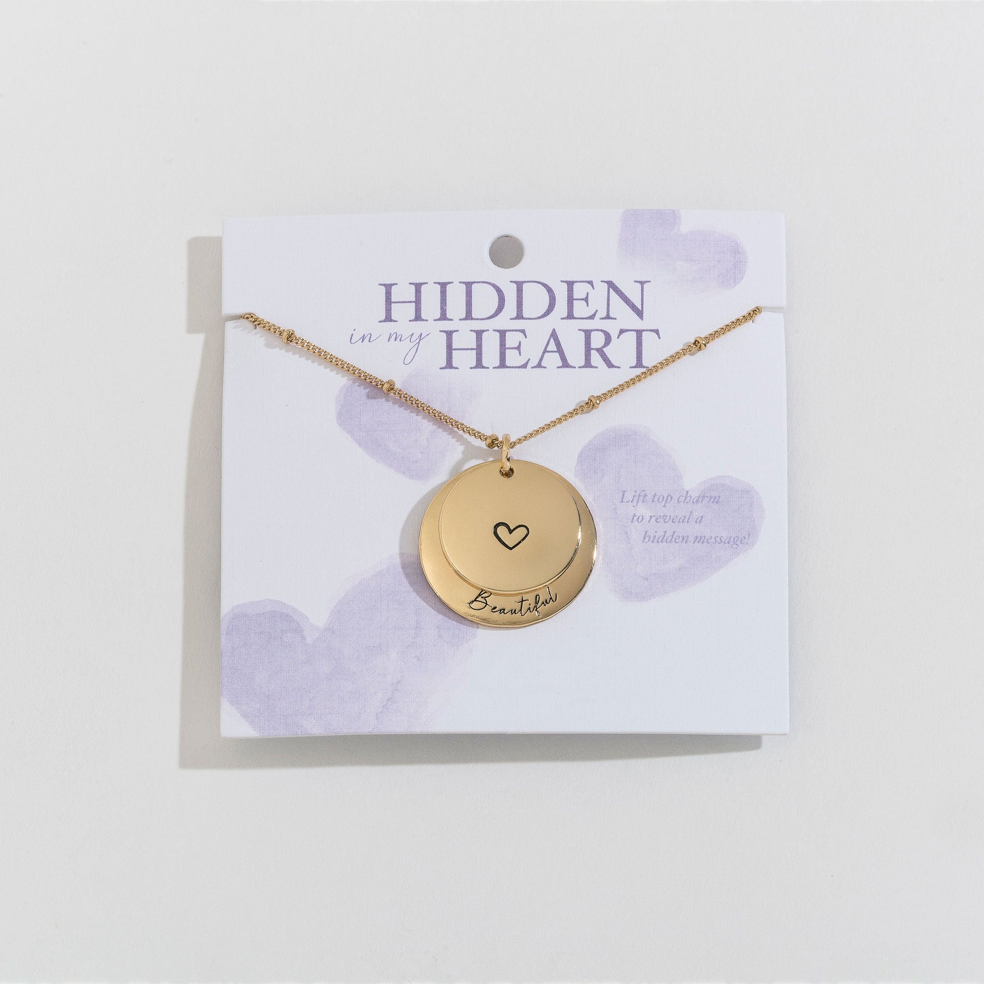 Beautiful Hidden Heart Gold Pendant Necklace