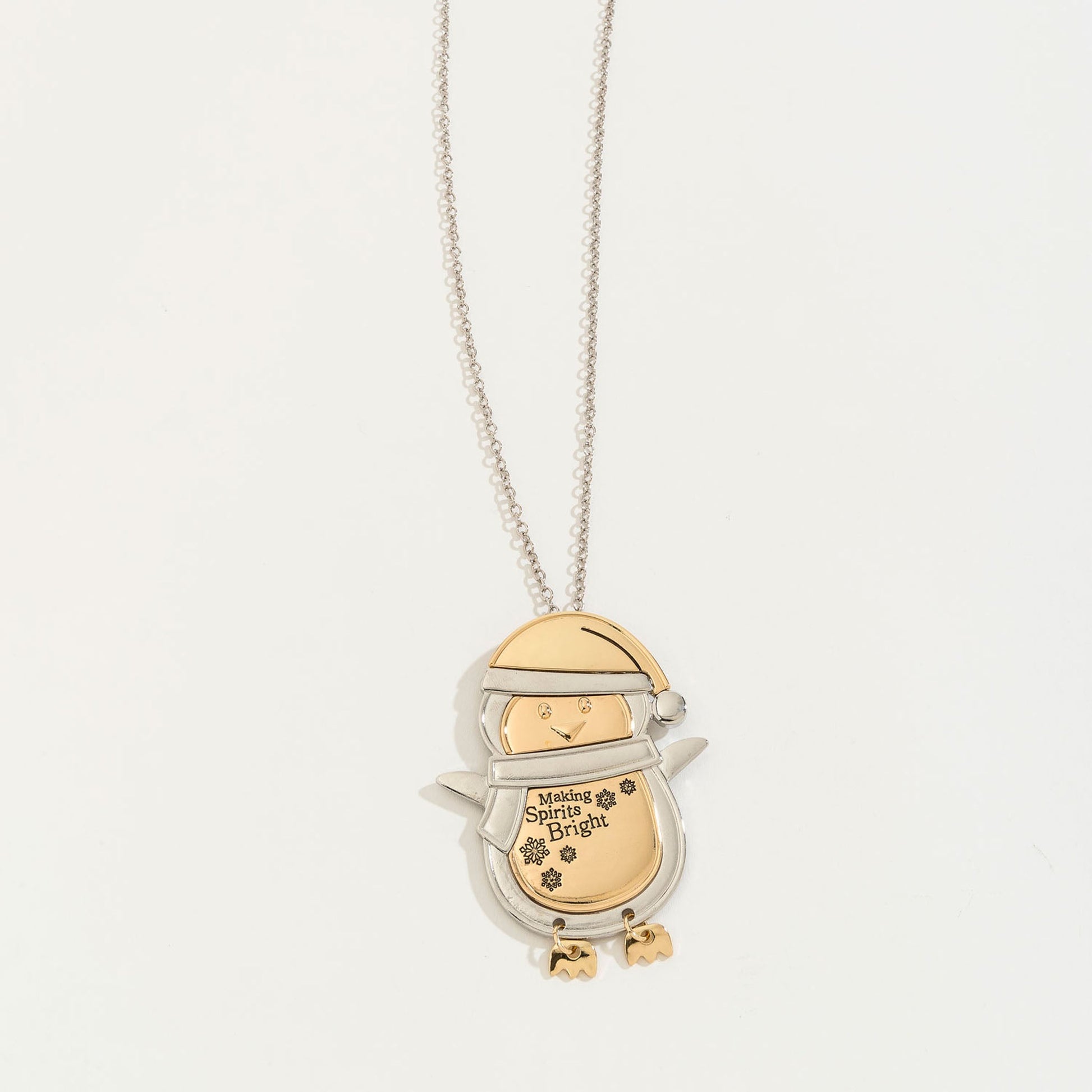 Mixed Metal Penguin Cartoon Pendant Necklace